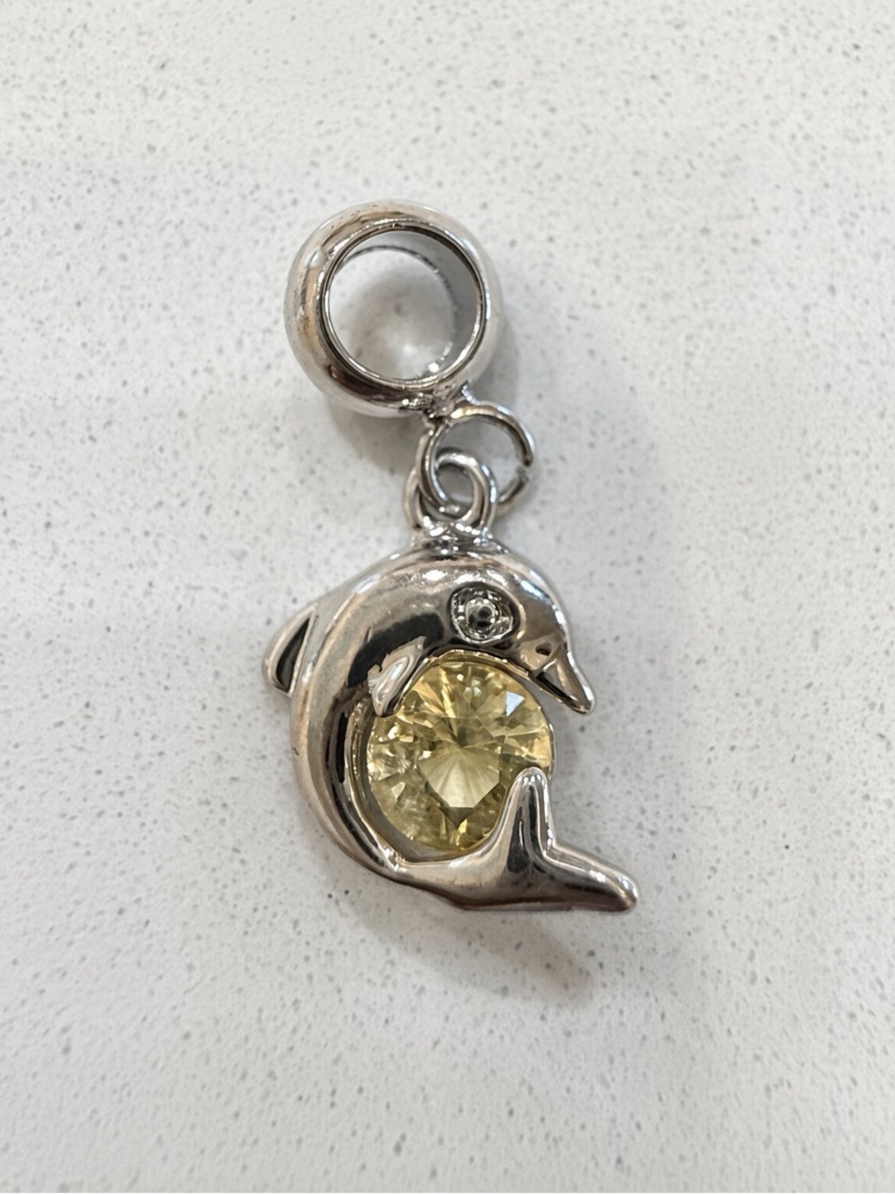 Dolphin Rhinestone Dangle Charm Pendant - Pandora Compatible - Picture 2 of 3